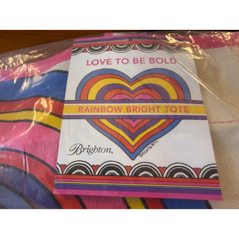 NWT Brighton Rainbow Bright Tote Love To Be Bold Canvas Shopper Bag Sealed Pkg - Picture 2 of 3